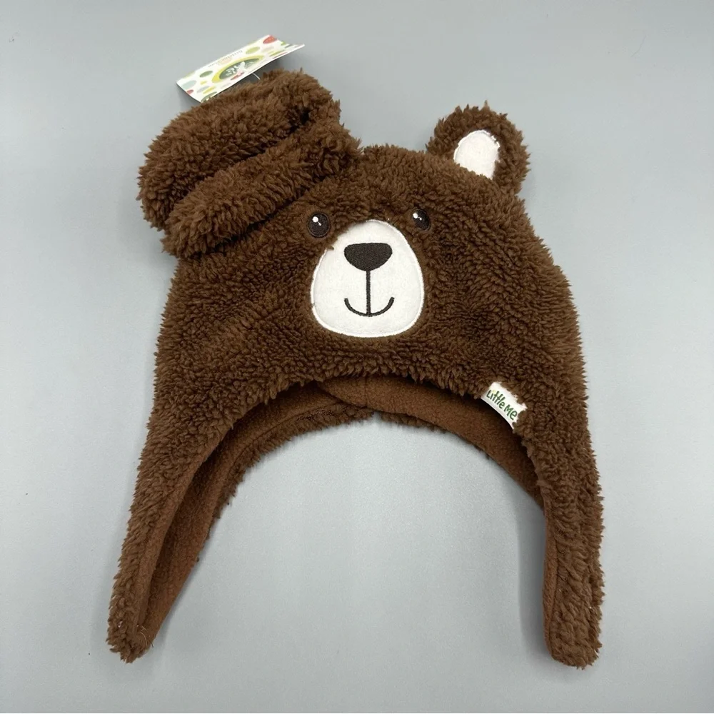 Little Me Winter Bear Soft Hat Mittens Set Size 12-24M Brown